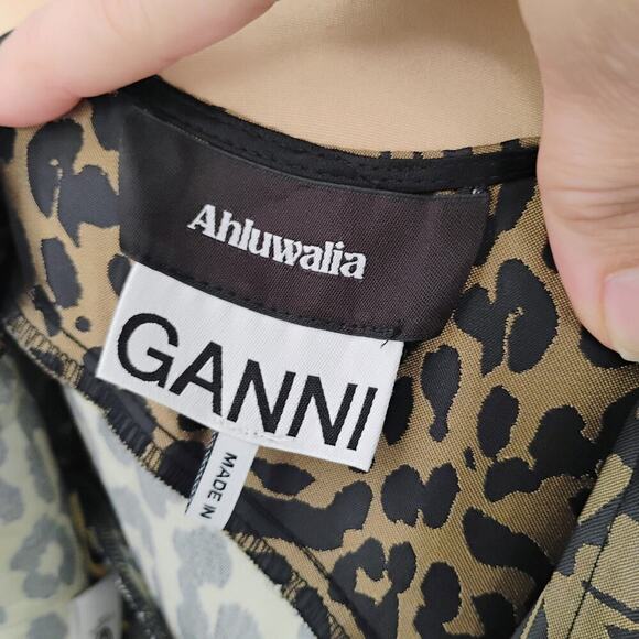 Ganni Mullin Georgette Leopard Print Wrap Jumpsuit Size 38 - Picture 13 of 16